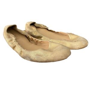 J.Crew Womens Size 7 Ballet Flats Gold Glitter Basic Casual Scrunch Slip On